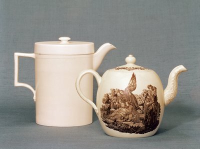 Pichet et théière couverts en faïence de Wedgwood, 2e moitié du 18e siècle - English School